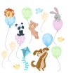 Veselá nálepka do dětského pokoje zvířátka na balonech