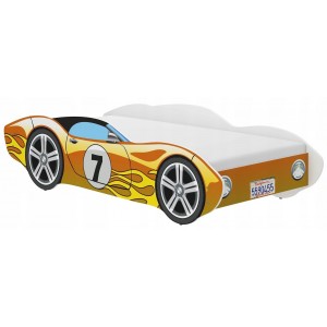Nádherná dětská postel závodní auto žluté 140 x 70 cm