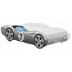 Dětská postel šedá pro kluka 160 x 80 cm ve tvaru závodního auta