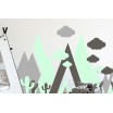 Krásná mentolo šedá nálepka na zeď abstraktní hory 100 x 200 cm