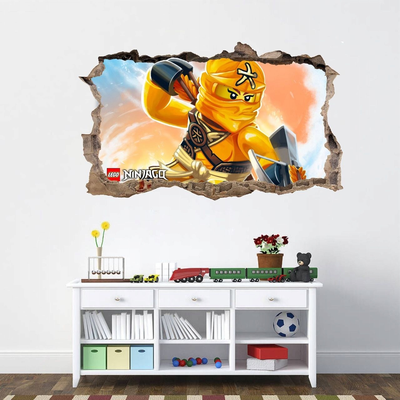 Originální plakát nálepka do dětského pokoje s postavičkou ninja go 120 x 74 cm