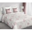 Oboustranné bílé přehozy na manželskou postel se vzorem růžových květů