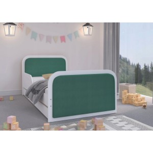 Nádherná, kvalitně zpracovaná dětská postel 160 x 80 cm se zeleným čalouněním z eko kůže