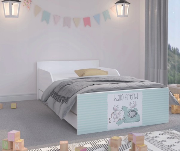 Detská posteľ HELLO FRIEND s myškami 160 x 80 cm