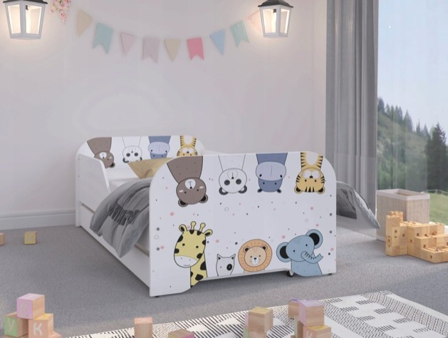 Nádherná dětská postel 160 x 80 cm se zvířátky