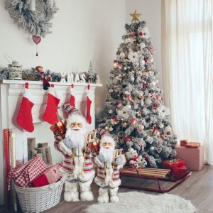 Vánoční dekorační figurka usměvavého Santa Clause se sáňkami 61 cm