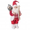 Dekorační bílo červená figurka Santa Clause s batohem a lyžemi 45 cm
