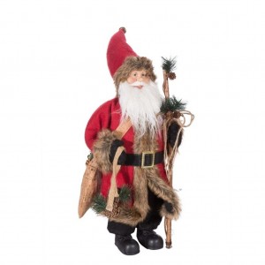 Vysoká dekorační vánoční figurka Mikuláše s kouzelnou hůlkou 60 cm
