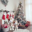 Dekorační vánoční figurka Santa Clause s chvojím a lyžemi 60 cm