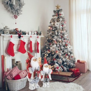 Vánoční červená dekorační figurka Santa Clause s brýlemi 30 cm