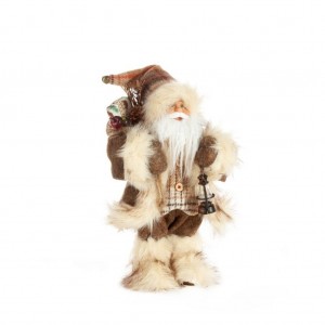Nadčasová hnědo béžová figurka Santa Clause 30 cm