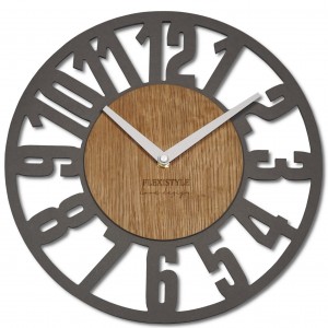 Originální hodiny s velkými čísly v kombinaci dřeva o moderní šedé barvy 30 cm