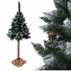Luxusní jemně zasněžená umělá vánoční borovice se šiškami na pařezu 180 cm