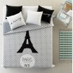 Luxusní přehozy na postel šedé barvy se vzorem Eiffelovy věže