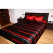 Luxusní přehozy na postel v černé barvě s červenými proužky