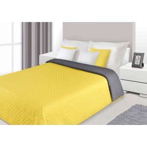 Luxusní žluté oboustranné přehozy přes postel s kosočtvercovým prošíváním