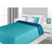 Dekorativní modro tyrkysový oboustranný přehoz na manželskou postel do ložnice