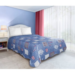 UNIVERSITY oboustranné přehozy a deky na postel v modré barvě