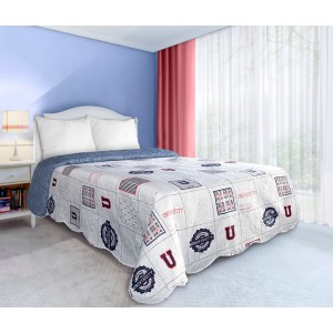 Moderní bílo modré oboustranné přehozy přes postel do ložnice pro studenty