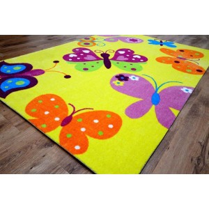Hrací koberce žluté barvy s motýlky 200 x 300 cm