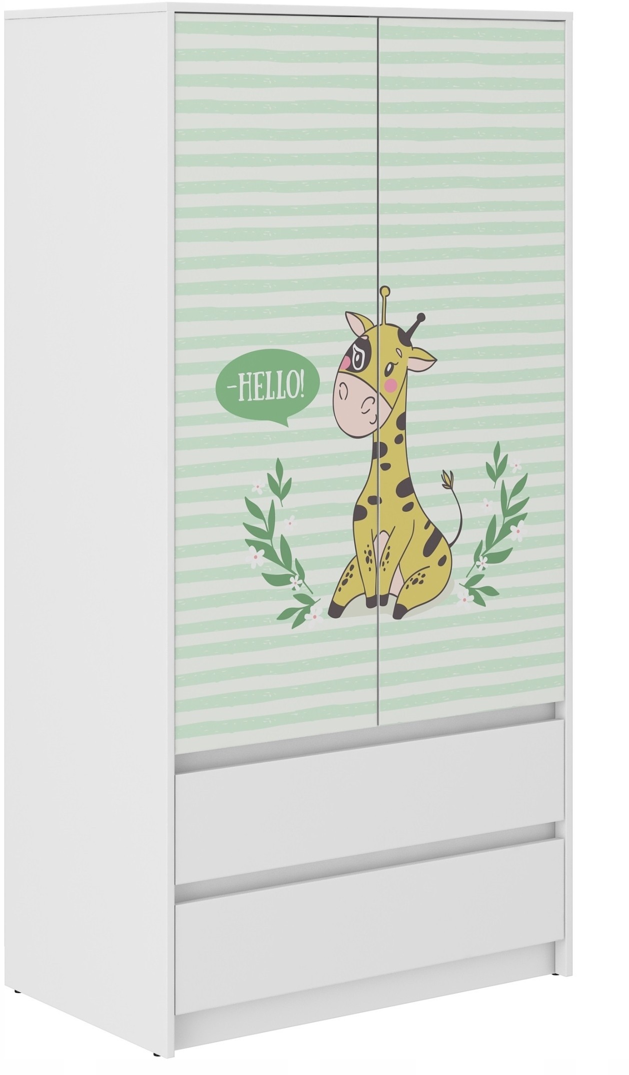Dětská šatní skříň se žirafou 180x55x90 cm