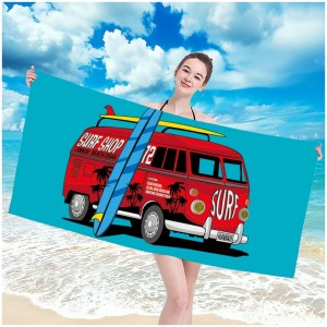Plážová osuška s motivem dovolenkového auta 100 x 180 cm