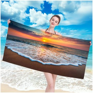 Plážová osuška s motivem západu slunce na pláži 100 x 180 cm