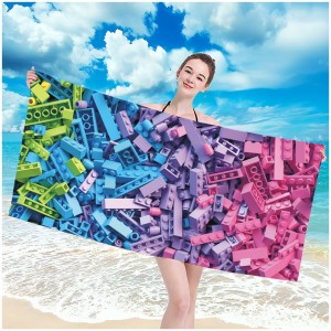Plážová osuška s motivem barevných kostek 100 x 180 cm