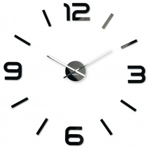 Designové nalepovací hodiny 80 cm černé