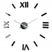 Designové černé nalepovací hodiny 80 cm s římskými číslicemi