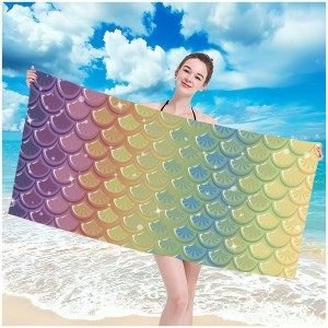 Plážová osuška s motivem barevných rybích šupin 100 x 180 cm