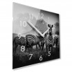 Dekorační černobílé skleněné hodiny 30 cm s motivem zebry