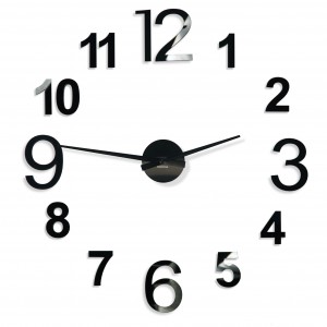 Designové černé nalepovací hodiny 130cm