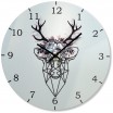 Designové bílé nástěnné hodiny s jelenem 30 cm
