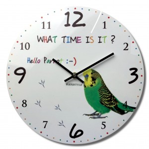 Kvalitní dětské nástěnné hodiny 30 cm s papouškem