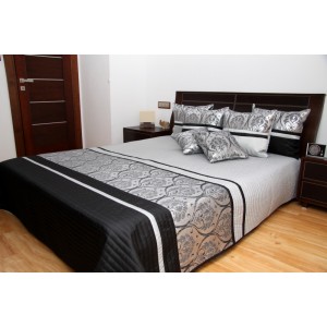 Luxusní přehozy na postel v šedé barvě s proužky a ornamenty