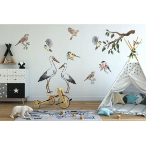 Kvalitní nálepka na zeď do dětského pokoje nebo školky ptáci