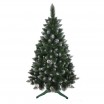 Zasněžený umělý vánoční stromeček borovice s šiškami 150 cm