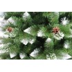 Krásná vánoční borovice zdobená sněhem a šiškami 150 cm