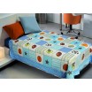 Barevné přehozy na detskou postel v modré barvě s sportovním motivem