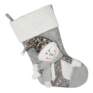Vánoční dekorace ve tvaru ponožky se sněhulákem