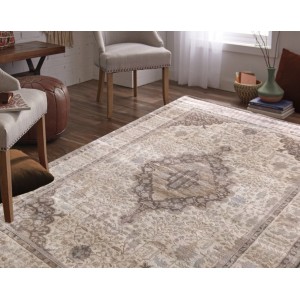 Designový koberec vintage béžovo-hnědý se vzorem