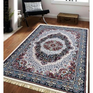 Luxusní vintage koberec v béžové barvě s dokonalým modro-červeným vzorem