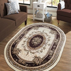 Exkluzivní oválný koberec v hnědé barvě