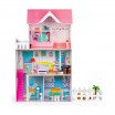 Pohádkový barevný dřevěný domeček pro panenky s nábytkem