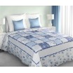 Patchwork přehoz přes postel modrý s kostkovaným vzorem