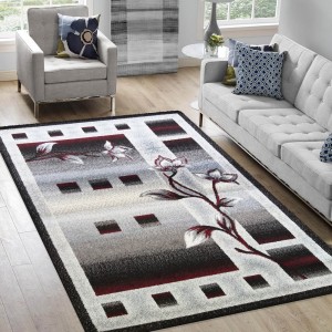 Moderní koberec do obývacího pokoje s motivem květin