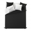 Černo bílé oboustranné plédy na postel s květinkovým vzorem