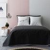Černo bílé oboustranné plédy na postel s květinkovým vzorem