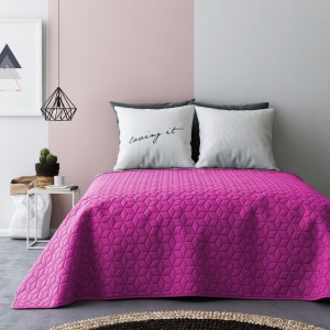 Šedě růžový oboustranný přehoz na postel s kostkovaným vzorem 220x240 cm